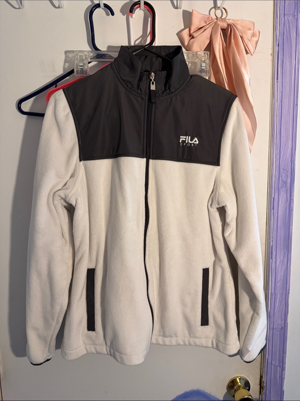 Fila Women’s Two-Tone White & Black Fleece Jacket